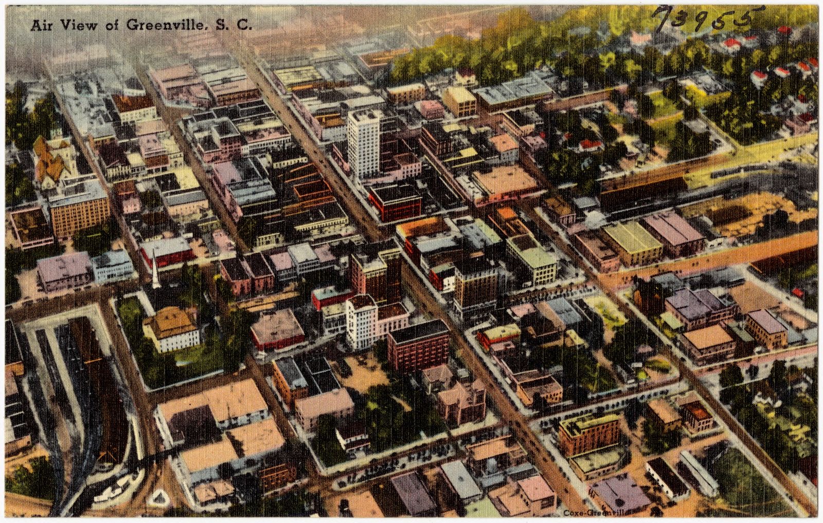Air view of Greenville, S. C., Boston Public Library - undated