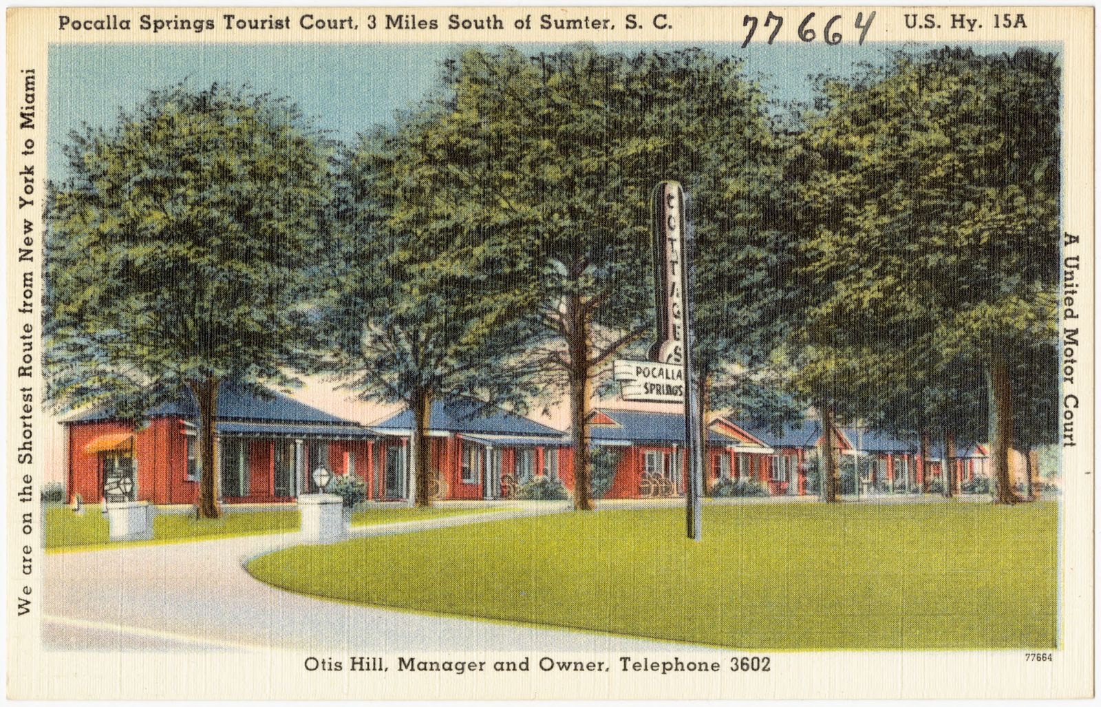 Pocalla Springs Tourist Court, 3 miles south of Sumter, S. C., Boston Public Library - undated