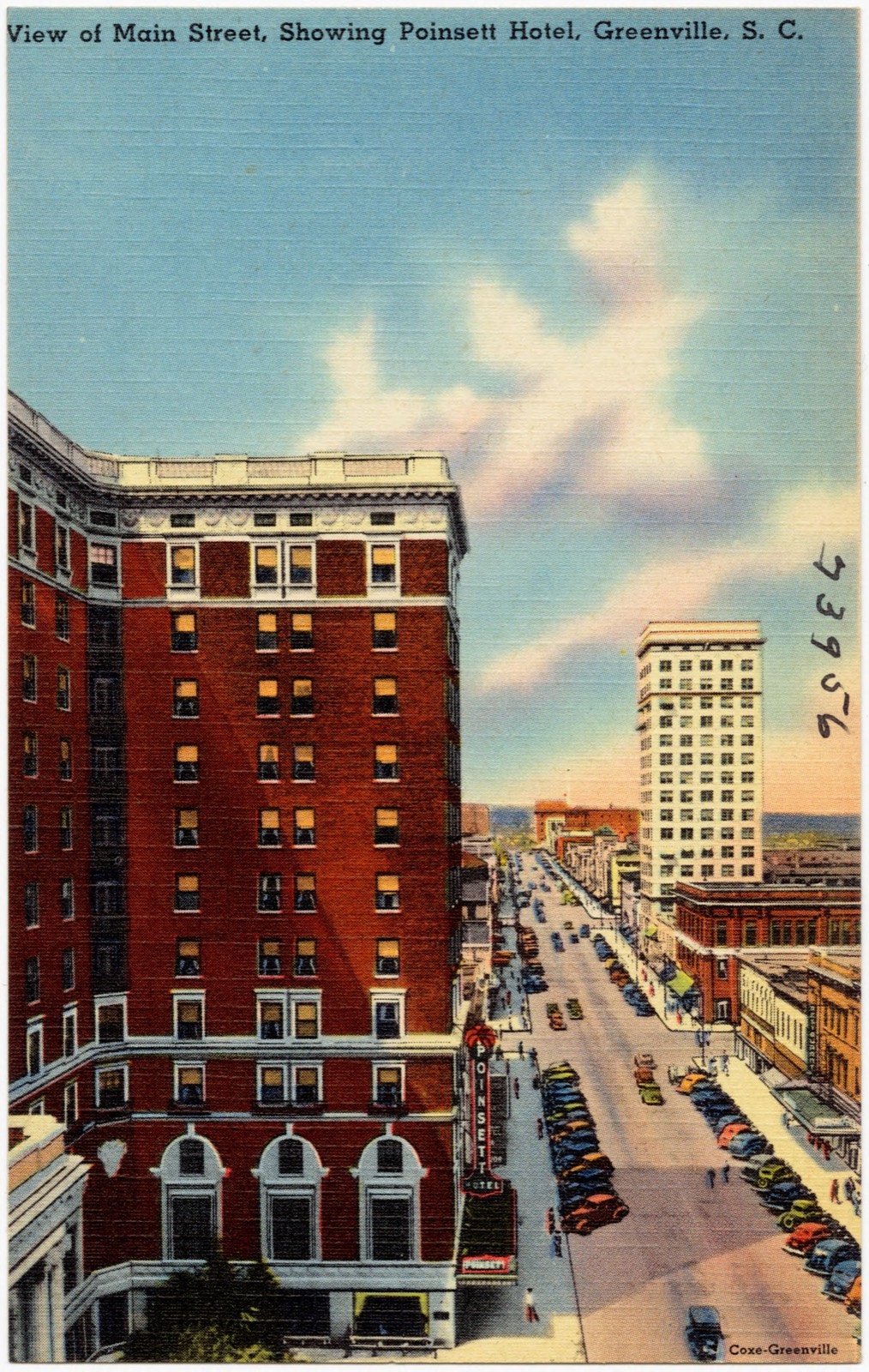 View of Main Street, showing Poinsett Hotel, Greenville, S. C., Boston Public Library - undated