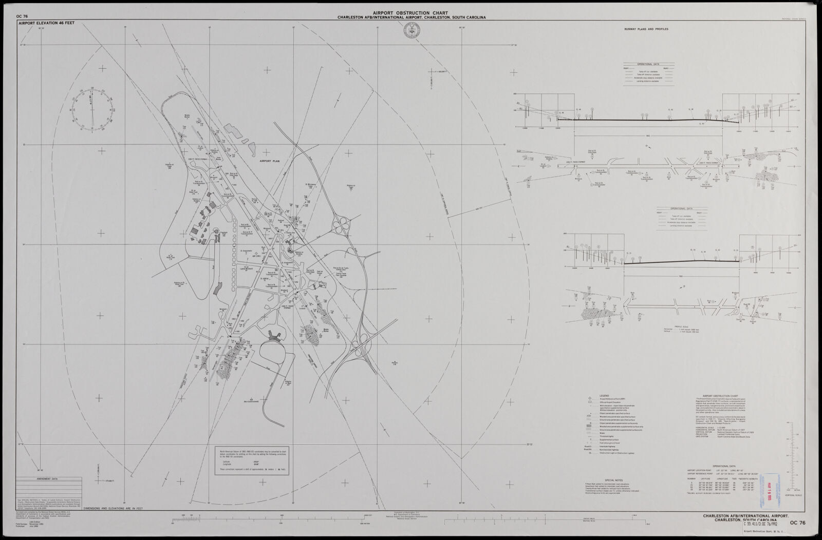 Airport obstruction chart OC 76, Charleston AFB/International Airport, Charleston, South Carolina, Boston Public Library - undated
