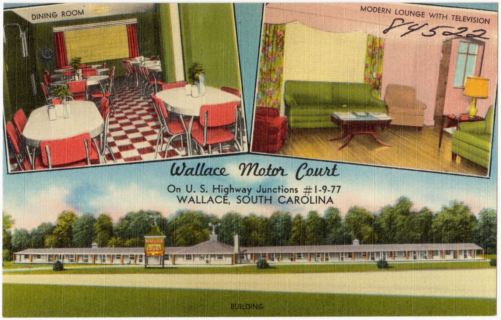 Wallace Motor Court, on U.S. Highway Junction #1 - 9 - 77, Wallace, South Carolina, Boston Public Library - undated