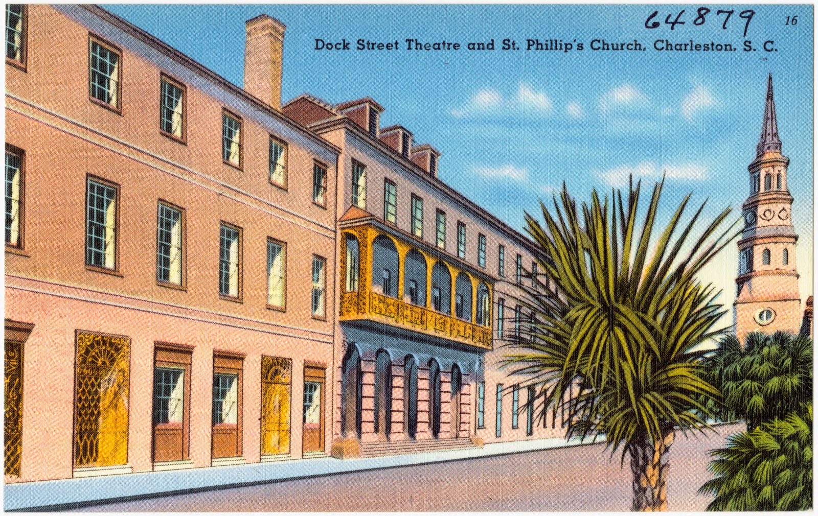 Dock Street Theatre and St. Philip's Church, Charleston, S. C., Boston Public Library - undated