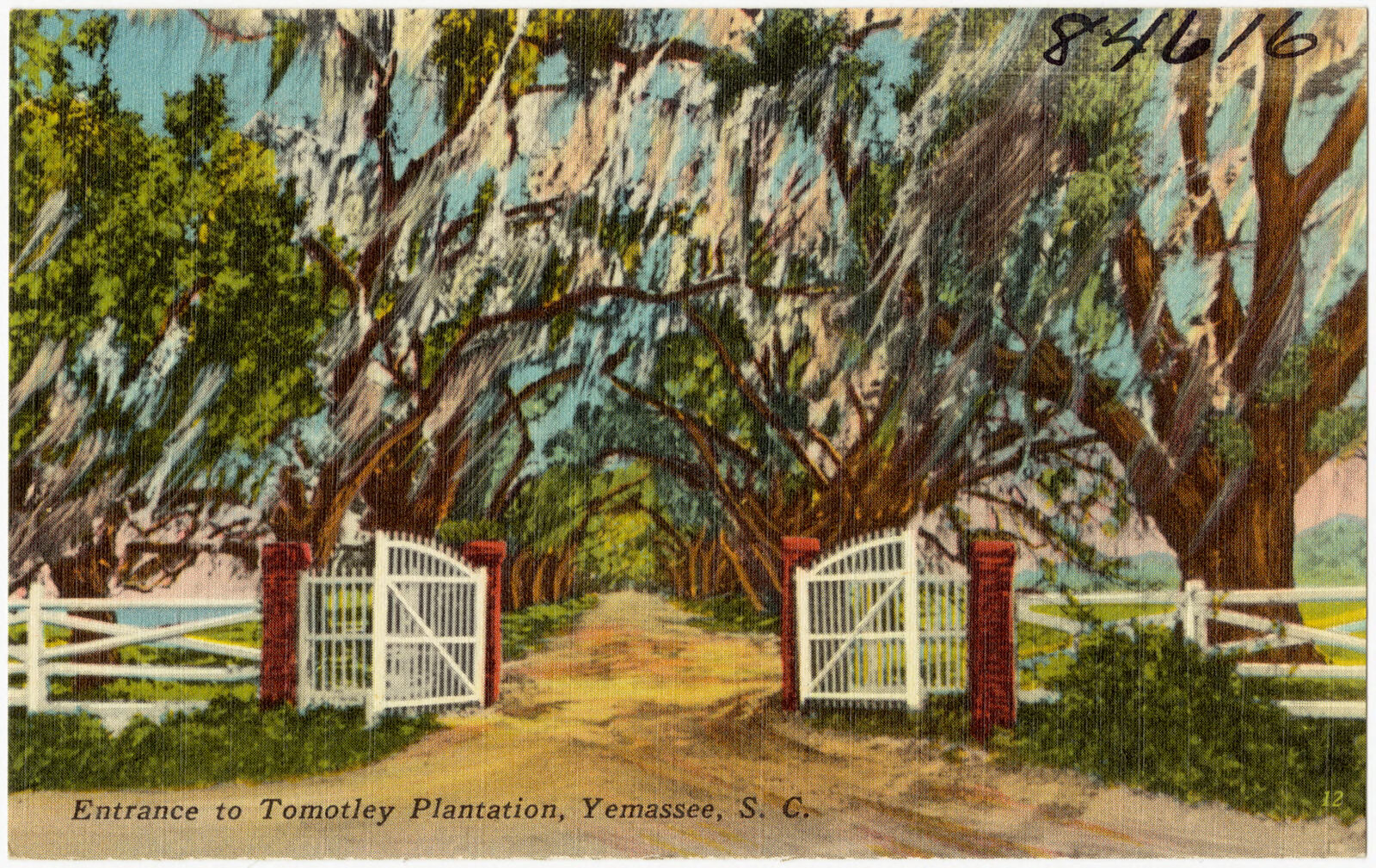 Entrance to Tomotley Plantation, Yemassee, S. C., Boston Public Library - undated