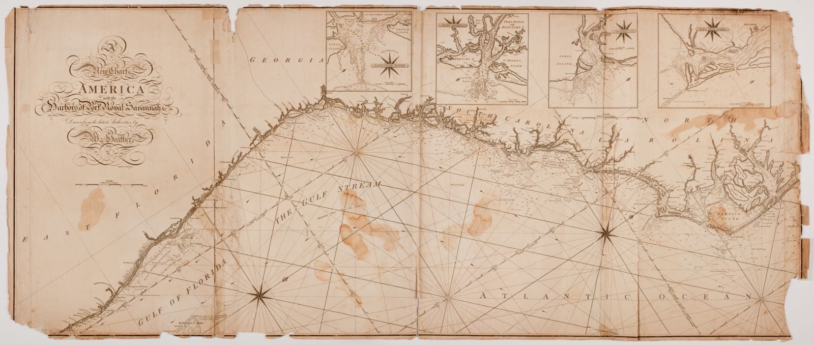 A new chart of America with the harbors, of Port Royal and Savannah &c, American Antiquarian Society - undated