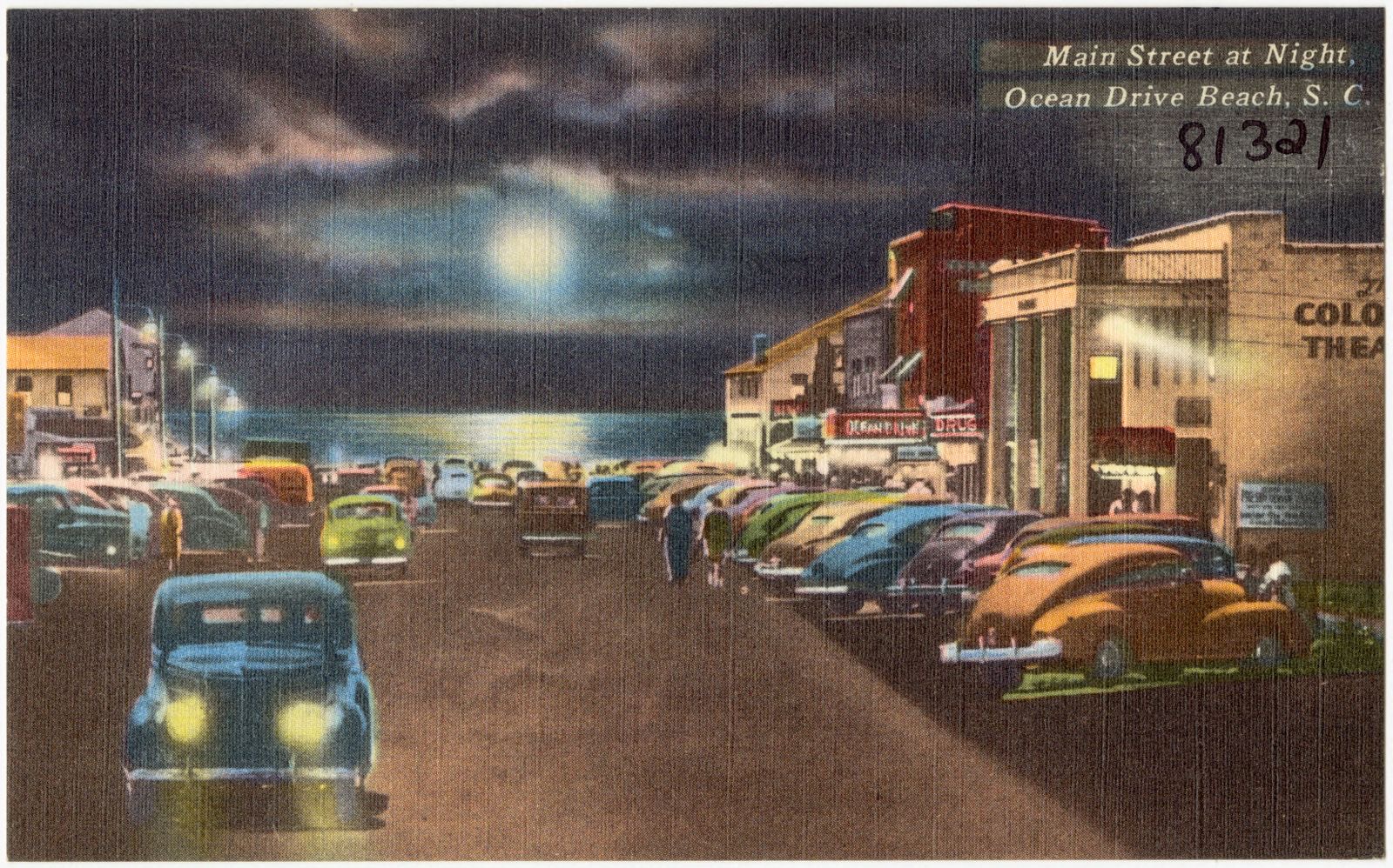 Main Street at night, Ocean Drive Beach, S. C., Boston Public Library - undated