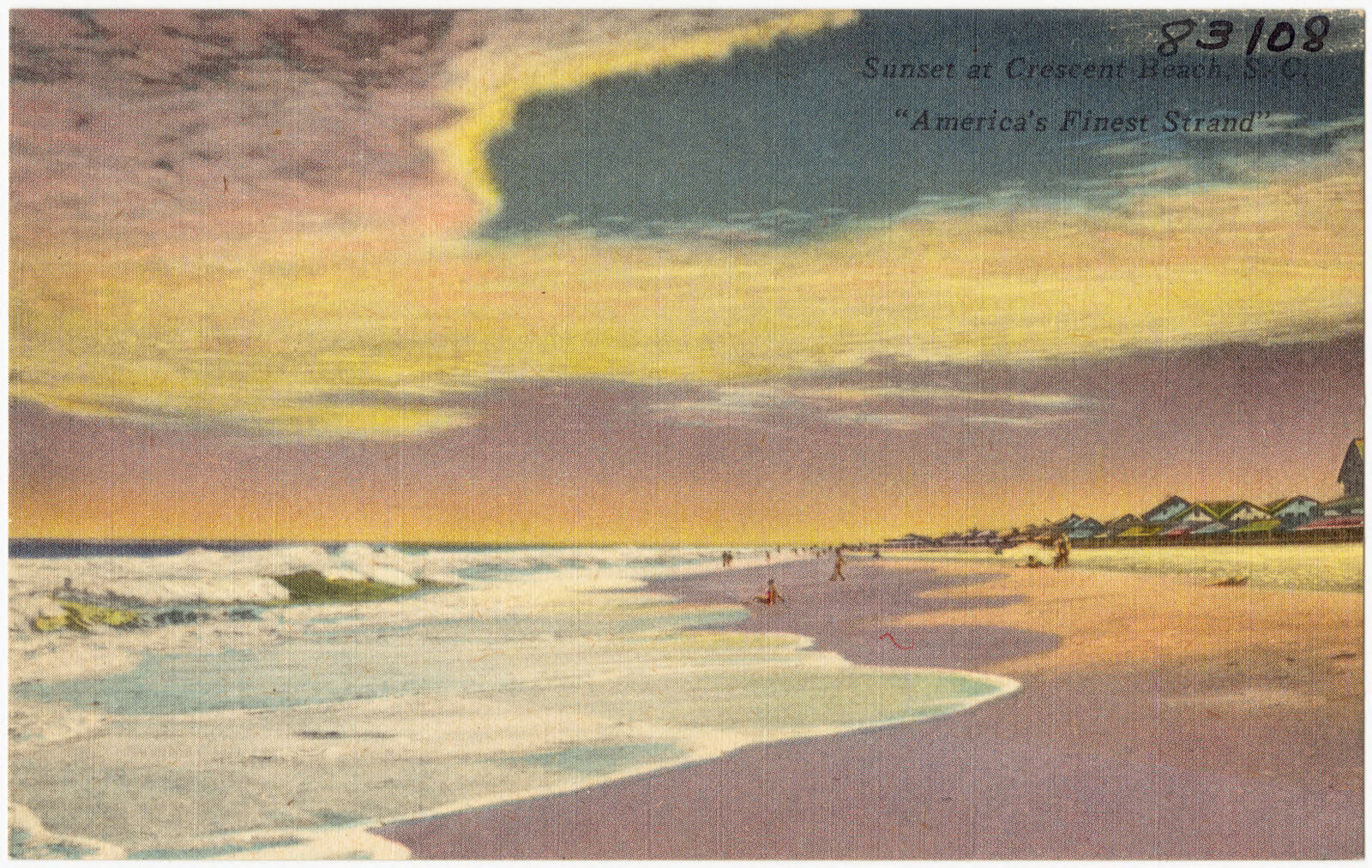 Sunset at Crescent Beach, S. C., "America's finest strand", Boston Public Library - undated