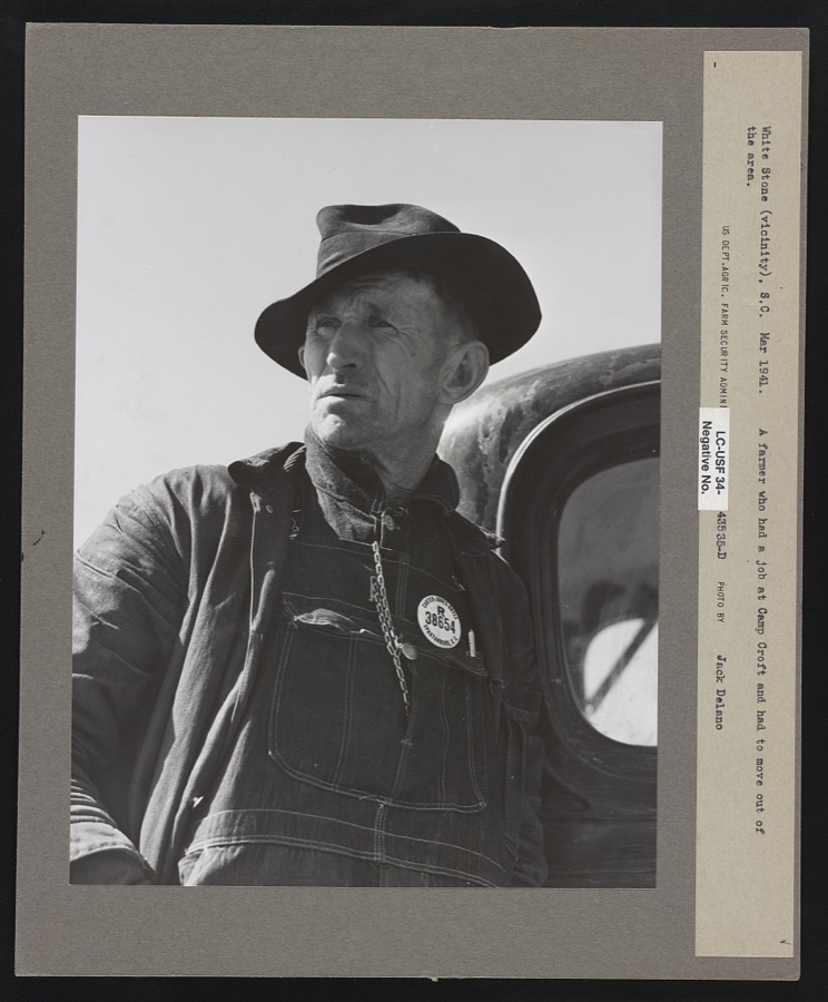 Farmer who had to move out of the Camp Croft area. He had a job at the camp. Whitestone, South Carolina
