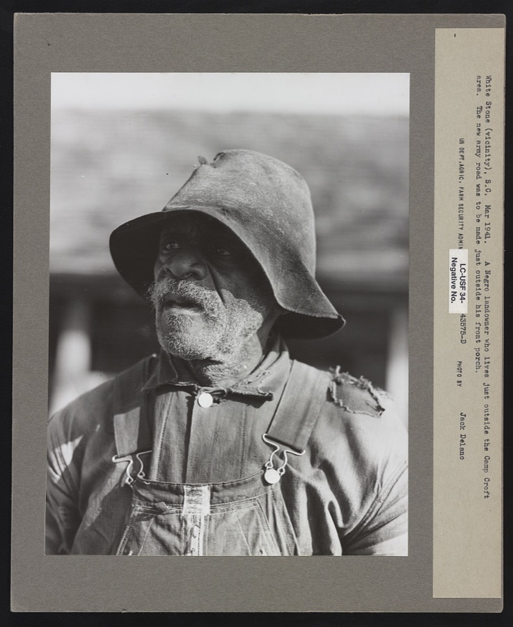Negro landowner who lived just outside the Camp Croft area. The new Army road was to come just outside his porch. Near Whitestone, South Carolina