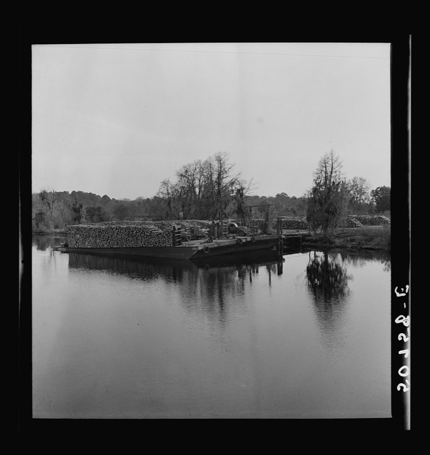 Stacks of lumber at sawmill. Ashepoo, South Carolina