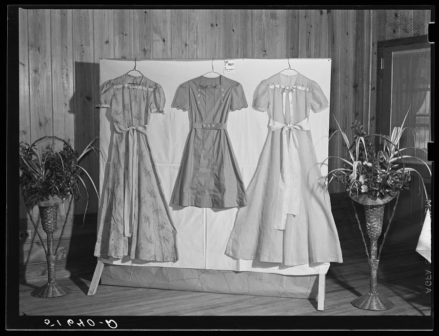 Dresses made by home economics class which won first prize. Ashwood Plantations, South Carolina