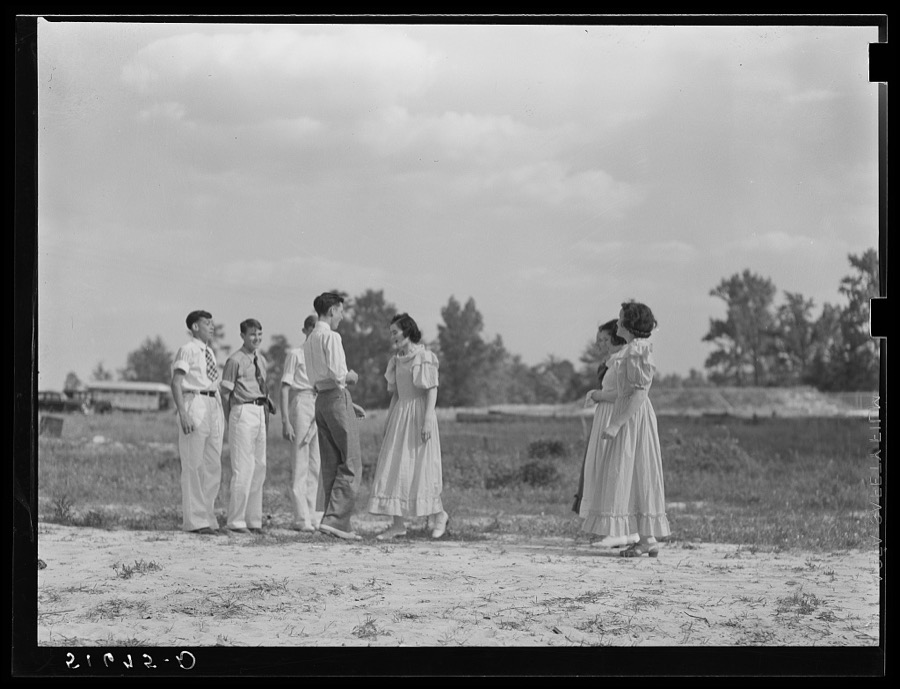 Ninth grade dancing Virginia reel at May Day-Health Day festivities. Ashwood Plantations, South Carolina