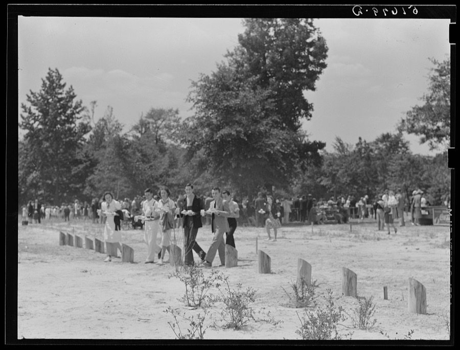 Ninth grade dancing Virginia reel at May Day-Health Day festivities. Ashwood Plantations, South Carolina