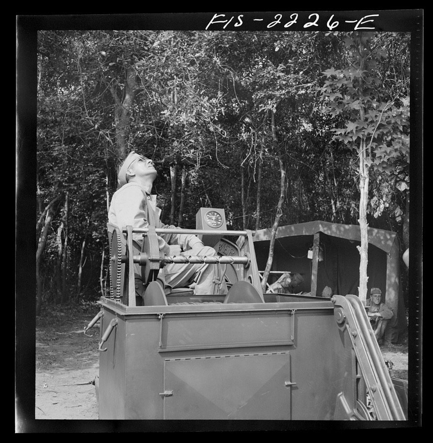 Parris Island, South Carolina. Scenes and activities at the U.S. Marine Corps glider detachment training camp. A barrage balloon winch