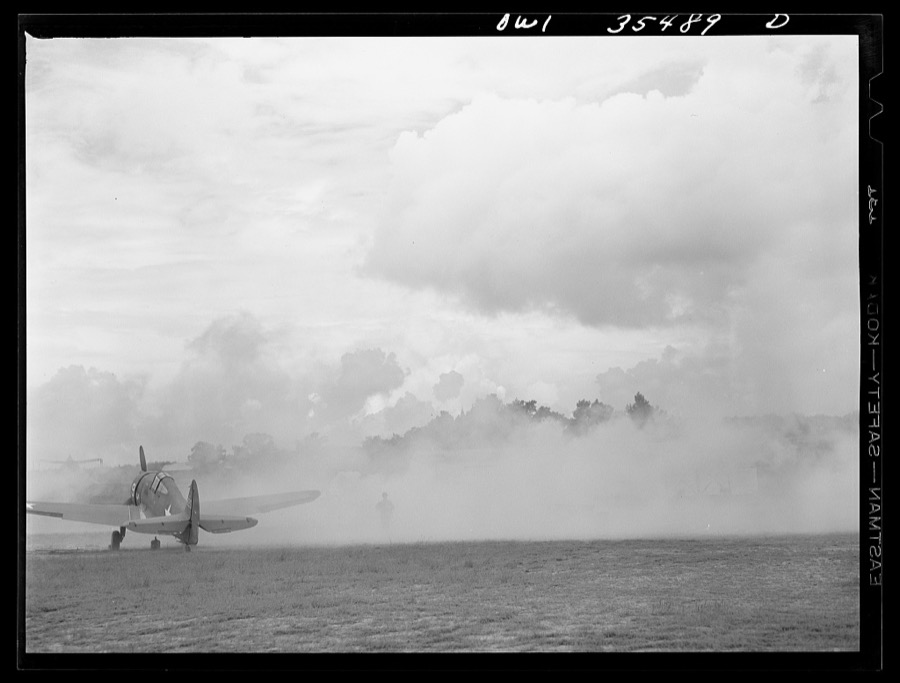Greenville, South Carolina. Air Service Command. Men of the 35th service squadron of the 25th service group enacting an "alert" during a simulated defense of the airfield from attack