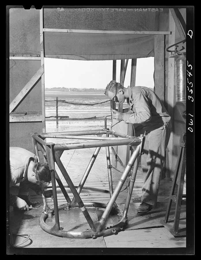 Greenville, South Carolina. Air Service Command. In the welding shop of the 35th service squadron of the engineering line
