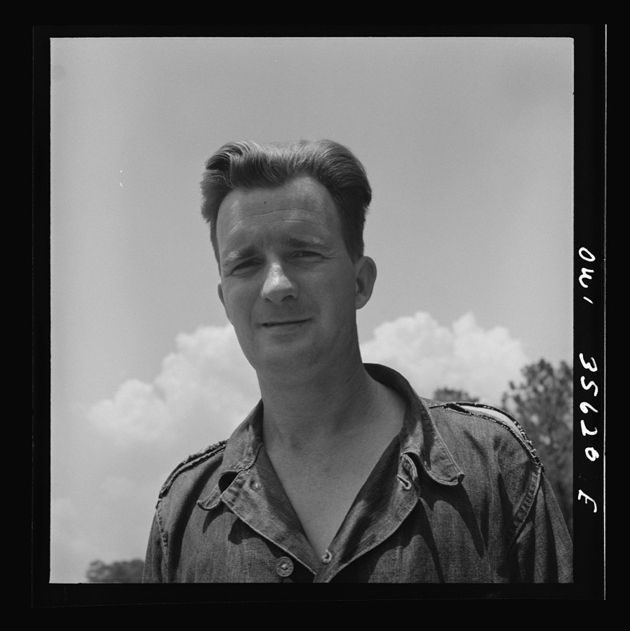 Myrtle Beach, South Carolina. Air Service Command. Sergeant Robert Steele, machinist with a mobile unit. He is thirty years old, married; his home is at 2243 North 6th Street, Philadelphia, Pennsylvania. He used to work as a machinist at the New York Shipbuilding Company in Camden, New Jersey