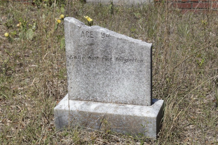 Headstones at the historic Aiken Colored Cemetery, since 1988 called Pine Lawn Memorial Gardens, in Aiken, South Carolina