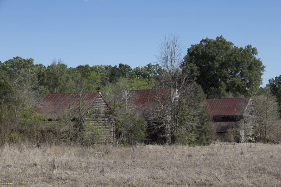 Abandoned cabins in Greenwood County, South Carolina, near the small settlement of Kirksey