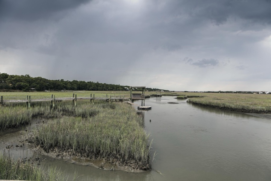 Scene on marshy Pawley's Island, a barrier island in Georgetown County, South Carolina