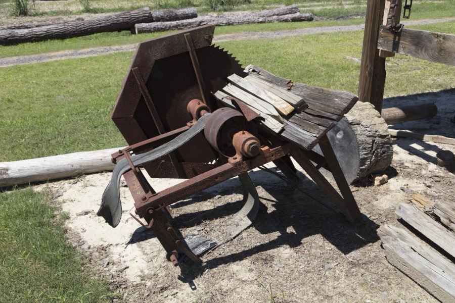 Old farm saw at the L.W. Paul Living History Farm, a historical museum complex near Conway in Horry County, South Carolina
