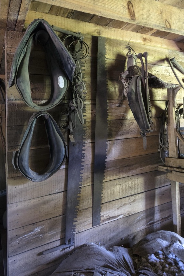 Farm shed contents at the L.W. Paul Living History Farm, a historical museum complex near Conway in Horry County, South Carolina