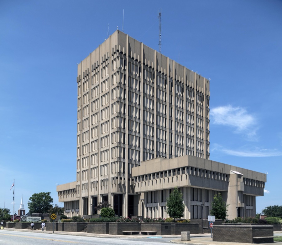 The Florence County Complex, including the county courthouse, in Florence, South Carolina