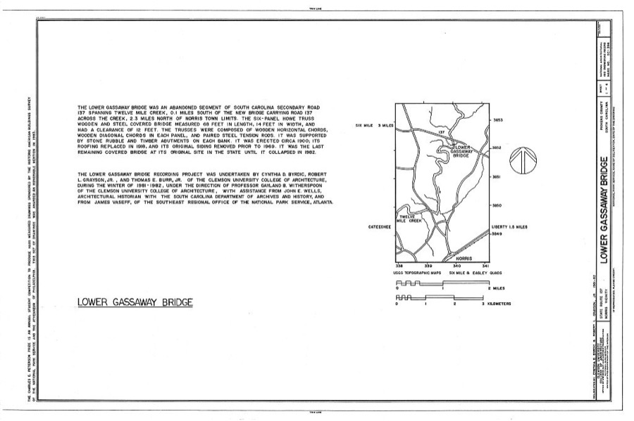 Lower Gassaway Bridge, State Route 137, spanning Twelve Mile Creek, Norris, Pickens County, SC