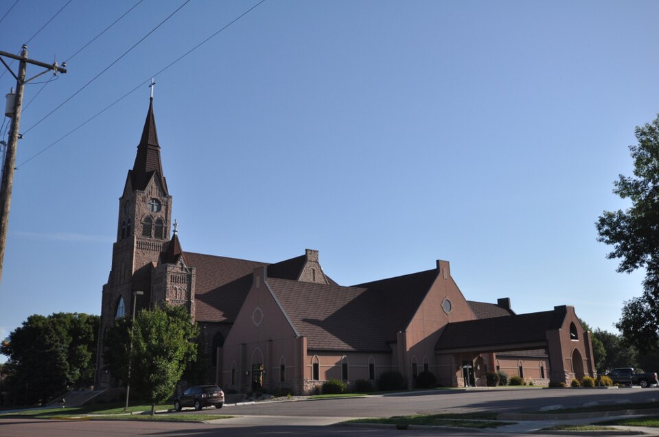 Photograph of Holy Family Church, School, and Rectory