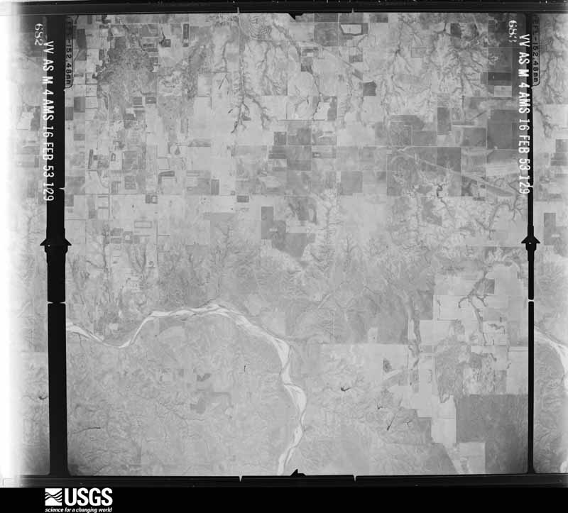 U.S. Geological Survey aerial photograph, 1953-02-16, scale 1:64600