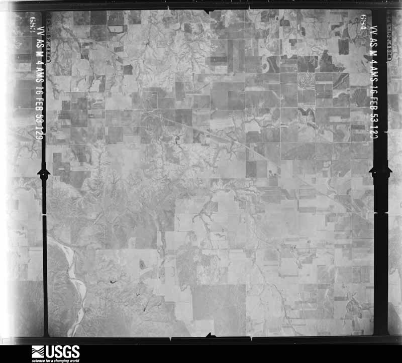 U.S. Geological Survey aerial photograph, 1953-02-16, scale 1:64600
