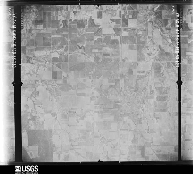 U.S. Geological Survey aerial photograph, 1953-02-16, scale 1:64600