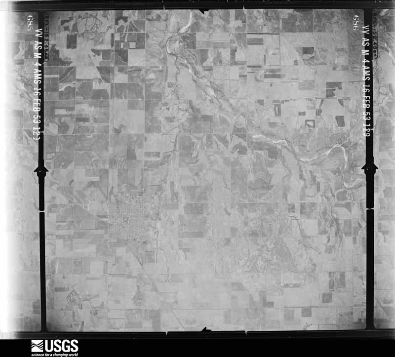 U.S. Geological Survey aerial photograph, 1953-02-16, scale 1:64600