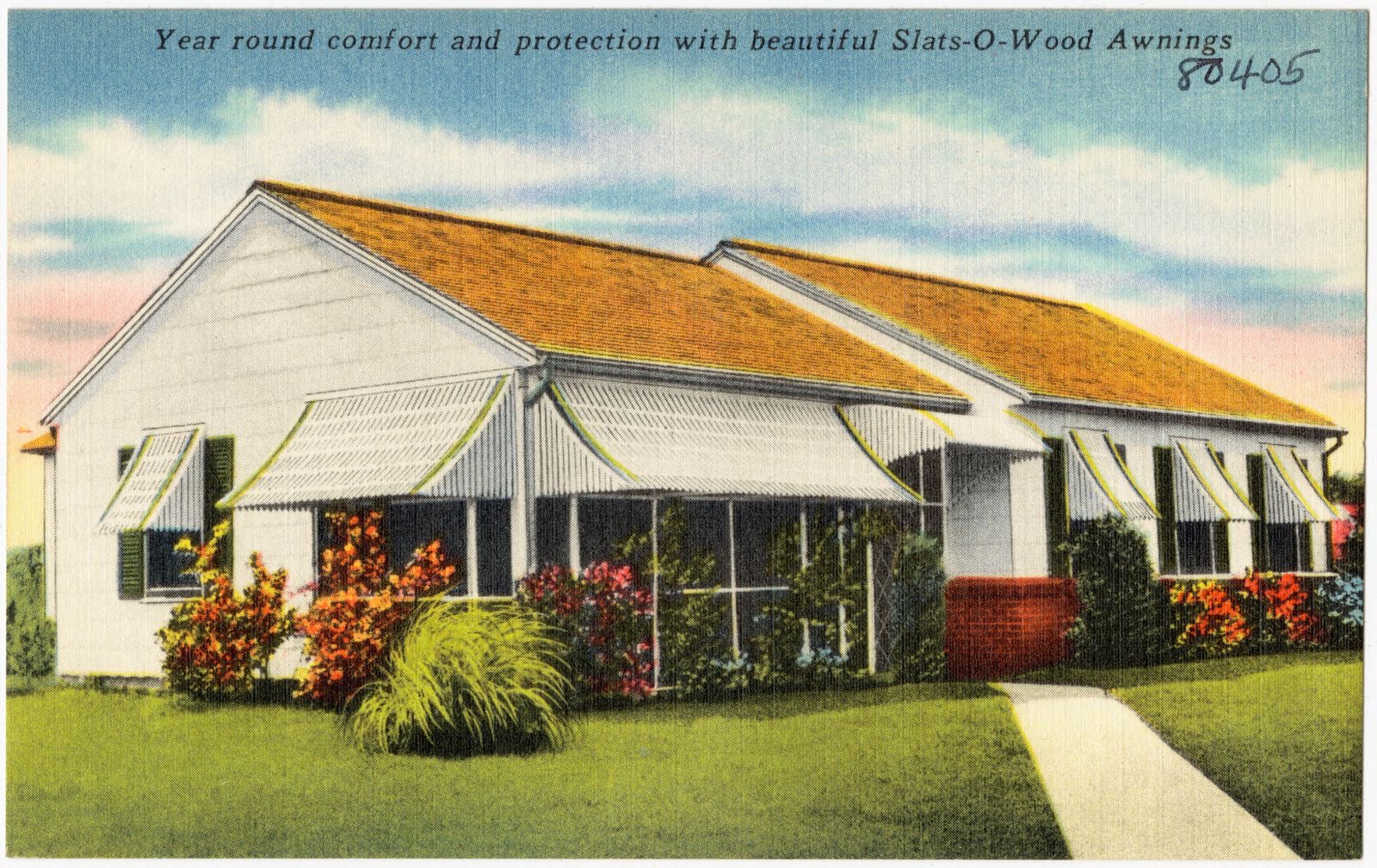 Year round comfort and protection with beautiful Slats-O-Wood Awnings, Boston Public Library - undated