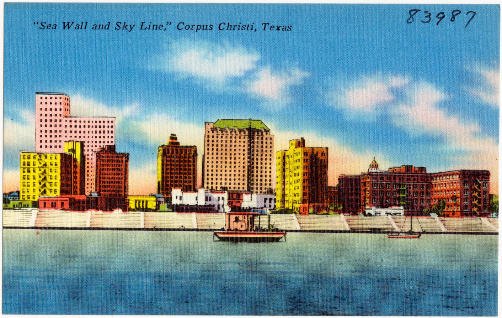 "Sea wall and sky line," Corpus Christi, Texas, Boston Public Library - undated