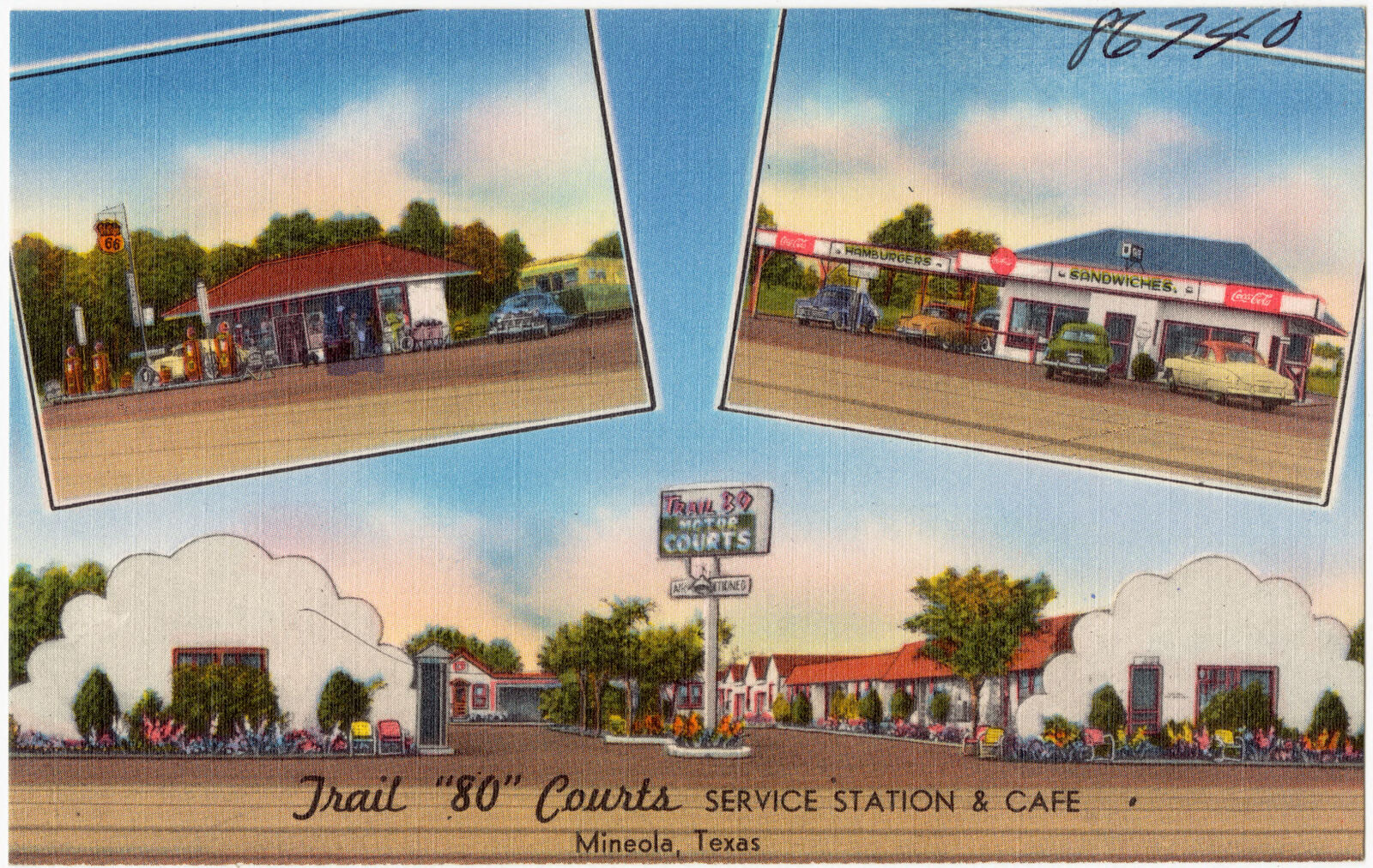 Trail "80" Courts, Service Station & Café, Mineola, Texas, Boston Public Library - undated