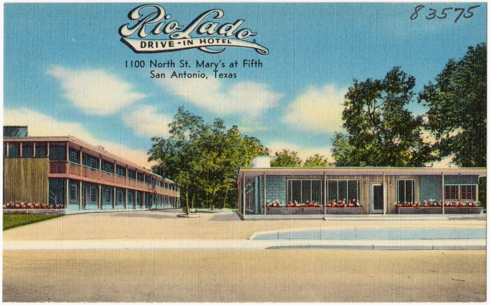 Rio Lado Drive-In Hotel, 1100 North St. Mary's at Fifth, San Antonio, Texas, Boston Public Library - undated
