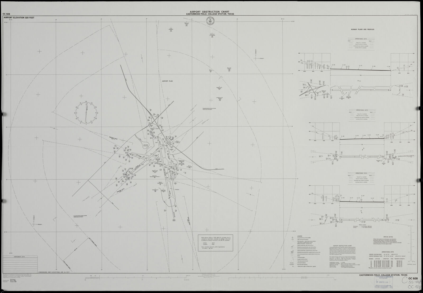 Airport obstruction chart, OC 928, Easterwood Field, College Station, Texas, Boston Public Library - undated