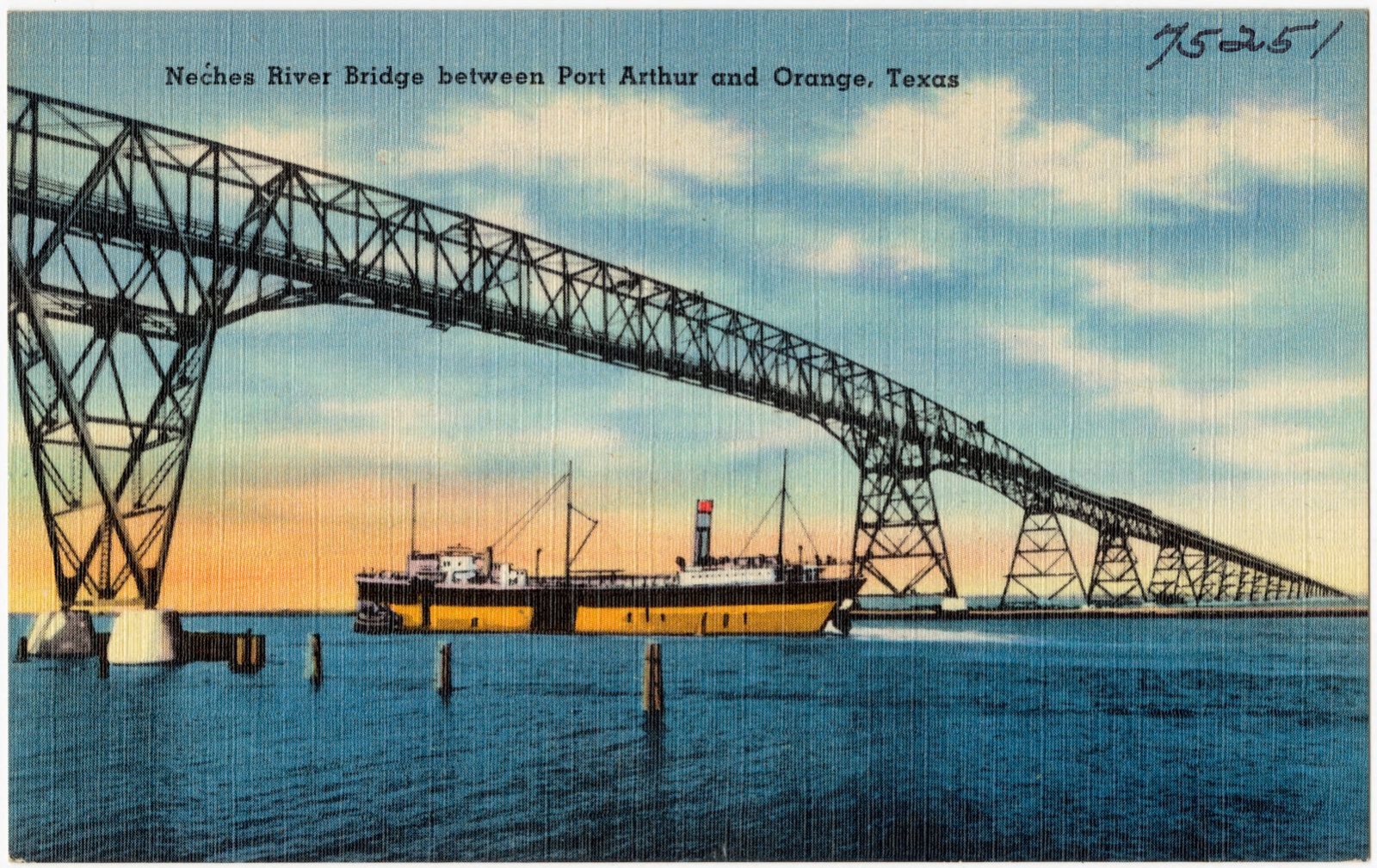 Neches River Bridge between Port Arthur and Orange, Texas, Boston Public Library - undated