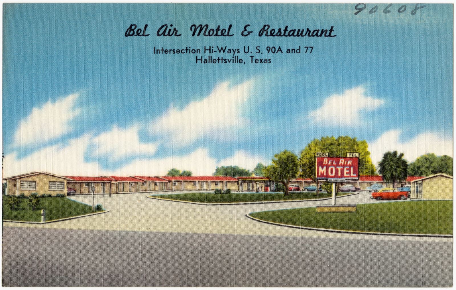 Bel Air Motel & Restaurant, intersection hi-ways U.S. 90A and 77, Hallettsville, Texas, Boston Public Library - undated