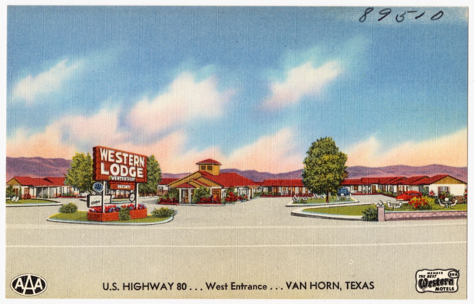 Western Lodge, U.S. Highway 80... West entrance... Van Horn, Texas, Boston Public Library - undated