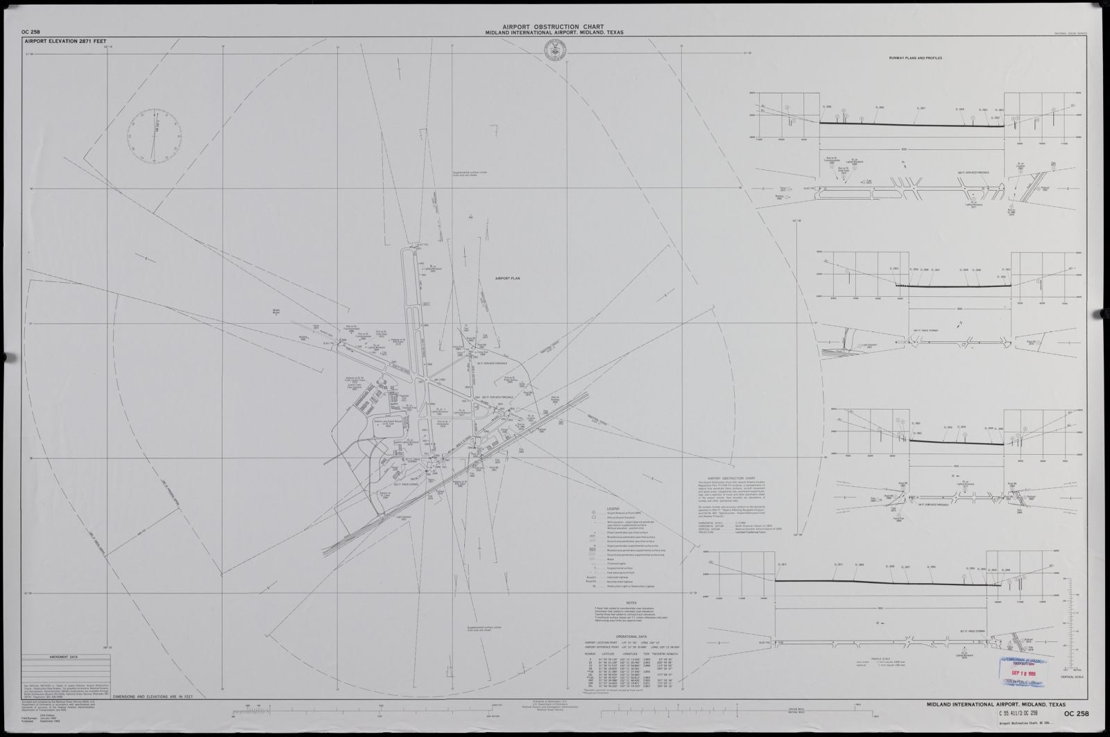 Airport obstruction chart OC 258, Midland International Airport, Midland, Texas, Boston Public Library - undated