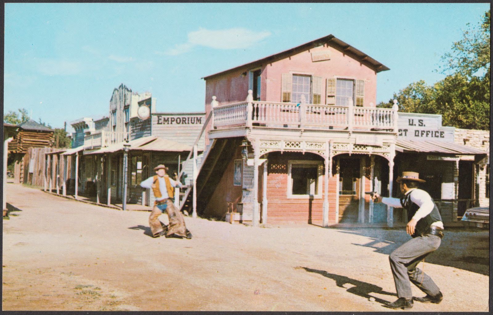 Shoot-out in streets of Pioneertown at 7A Ranch Resort, Wimberley, Texas, Boston Public Library - undated