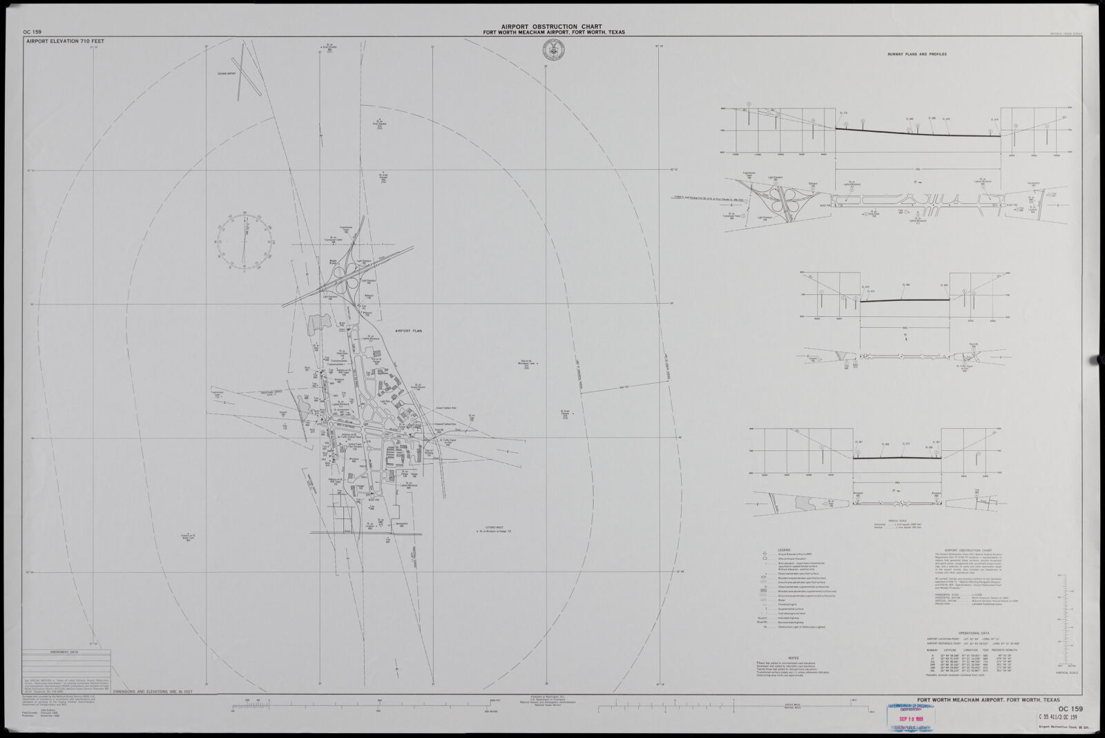 Airport obstruction chart OC 159, Fort Worth Meacham Airport, Fort Worth, Texas, Boston Public Library - undated
