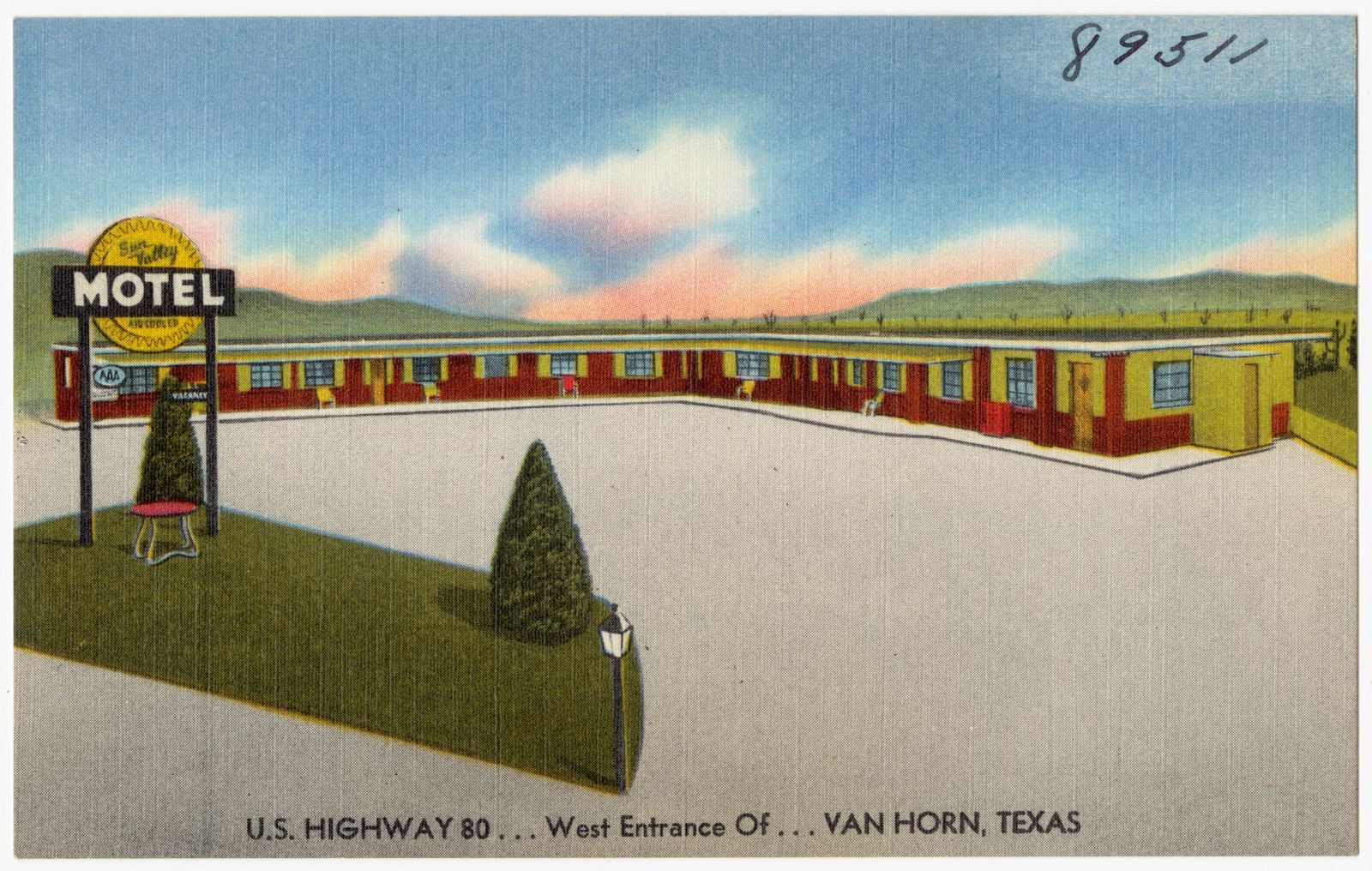 Sun Valley Motel, U.S. Highway 80... West entrance... Van Horn, Texas, Boston Public Library - undated