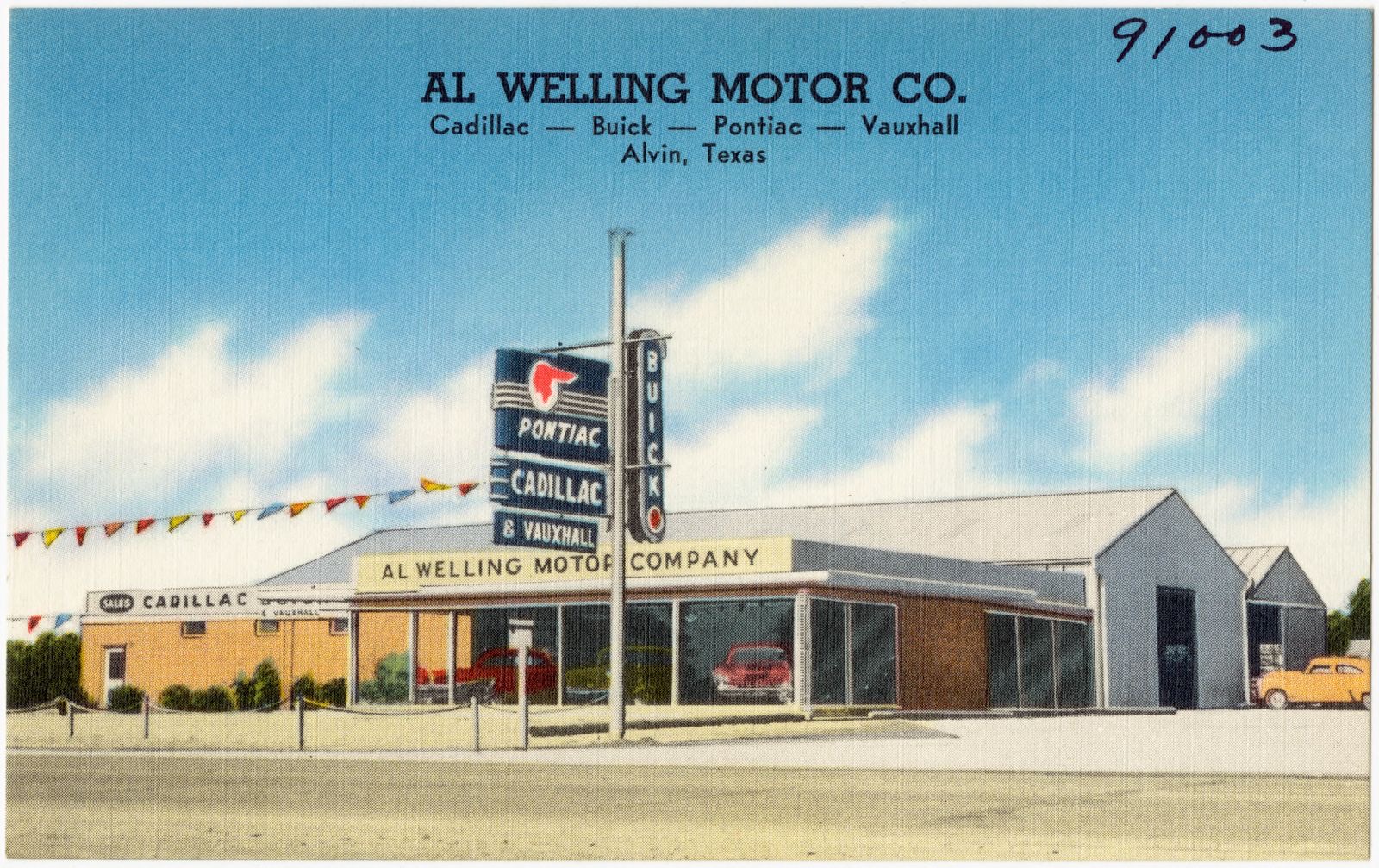 Al Welling Motor Co., Cadillac -- Buick -- Pontiac -- Vauxhall, Alvin, Texas, Boston Public Library - undated