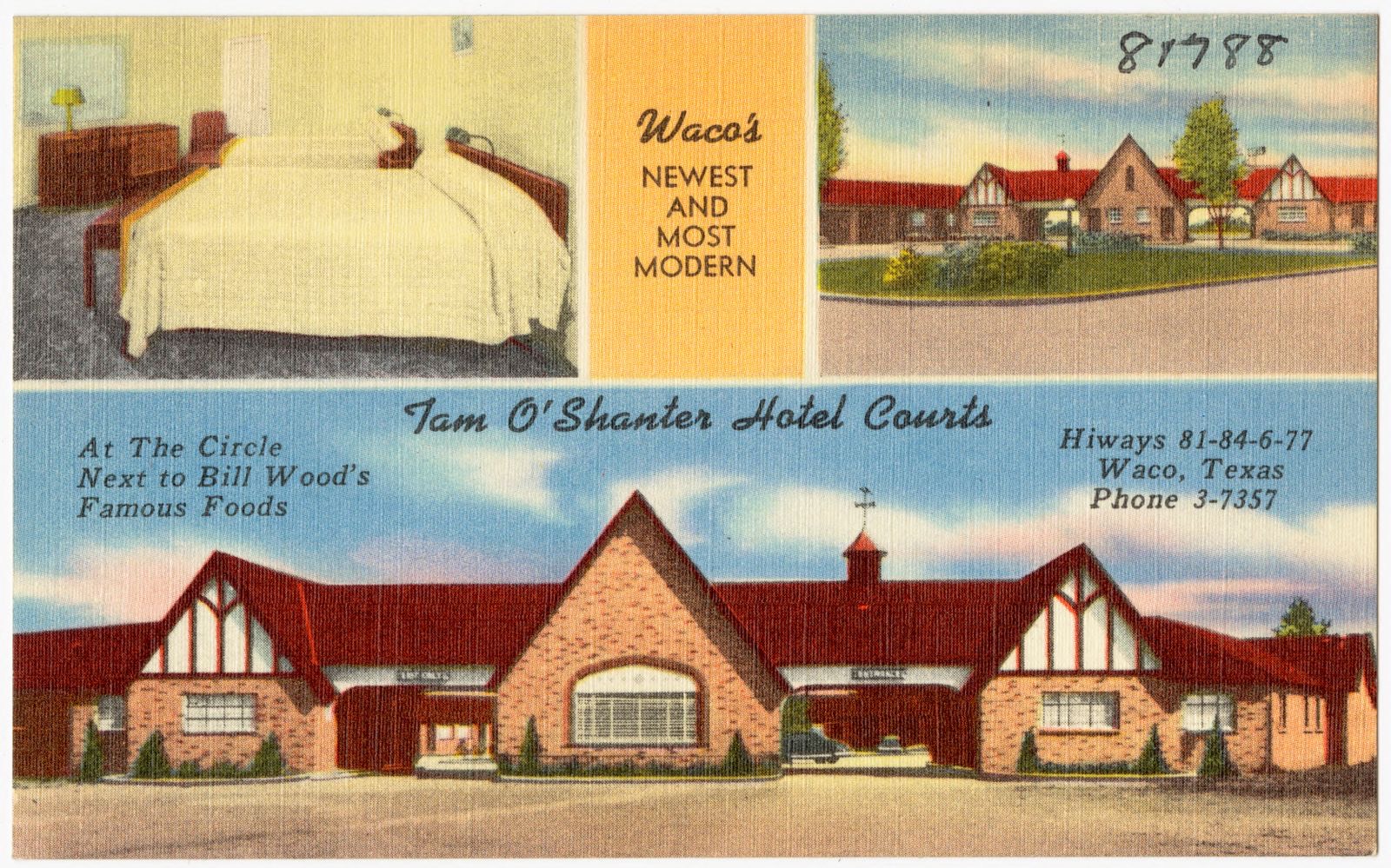 Waco's newest and most modern, Tam O'Shanter Hotel Courts, hiways 81-84-6-77, Waco, Texas, Boston Public Library - undated