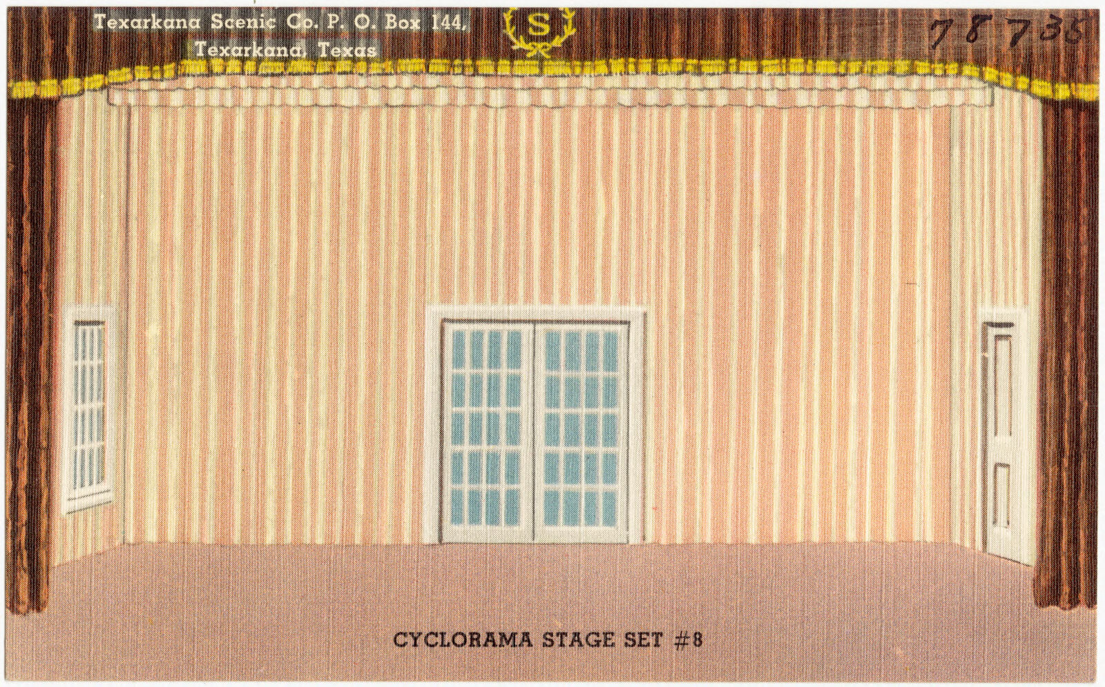 Texarkana Scenic Co., P. O. Box 114, Texarkana, Texas. Cyclorama stage set #8, Boston Public Library - undated
