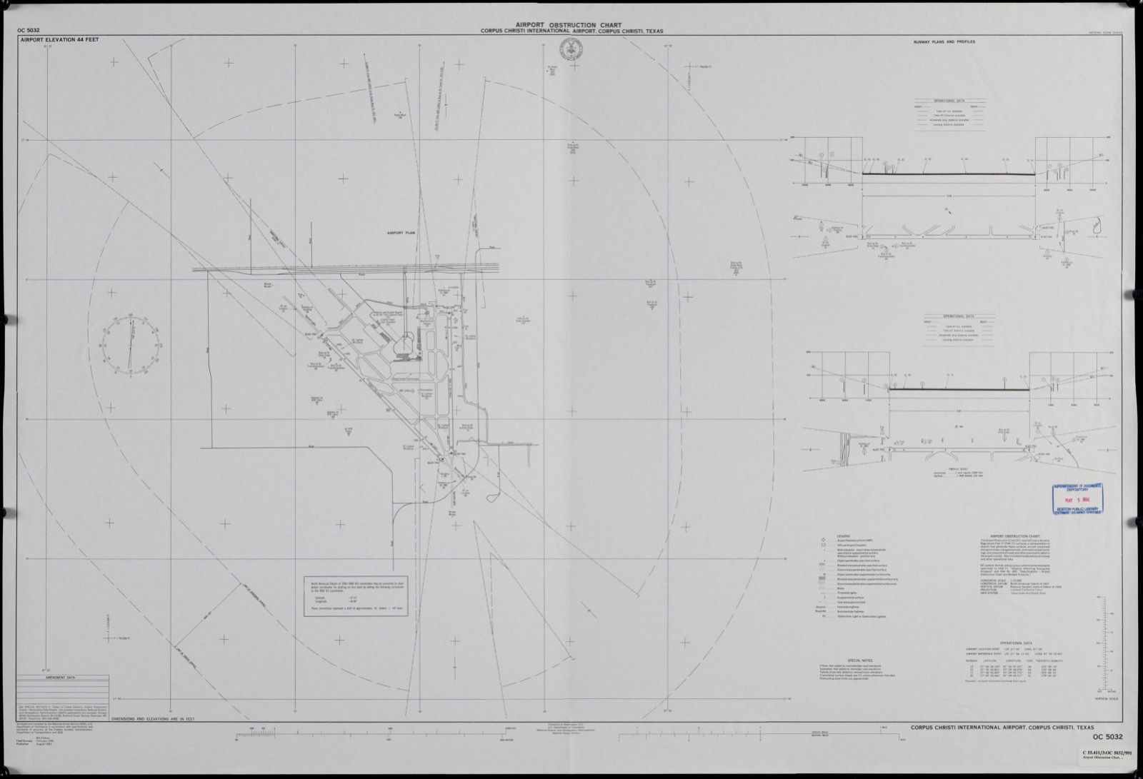 Airport obstruction chart, OC 5032, Corpus Christi International Airport, Corpus Christi, Texas, Boston Public Library - undated