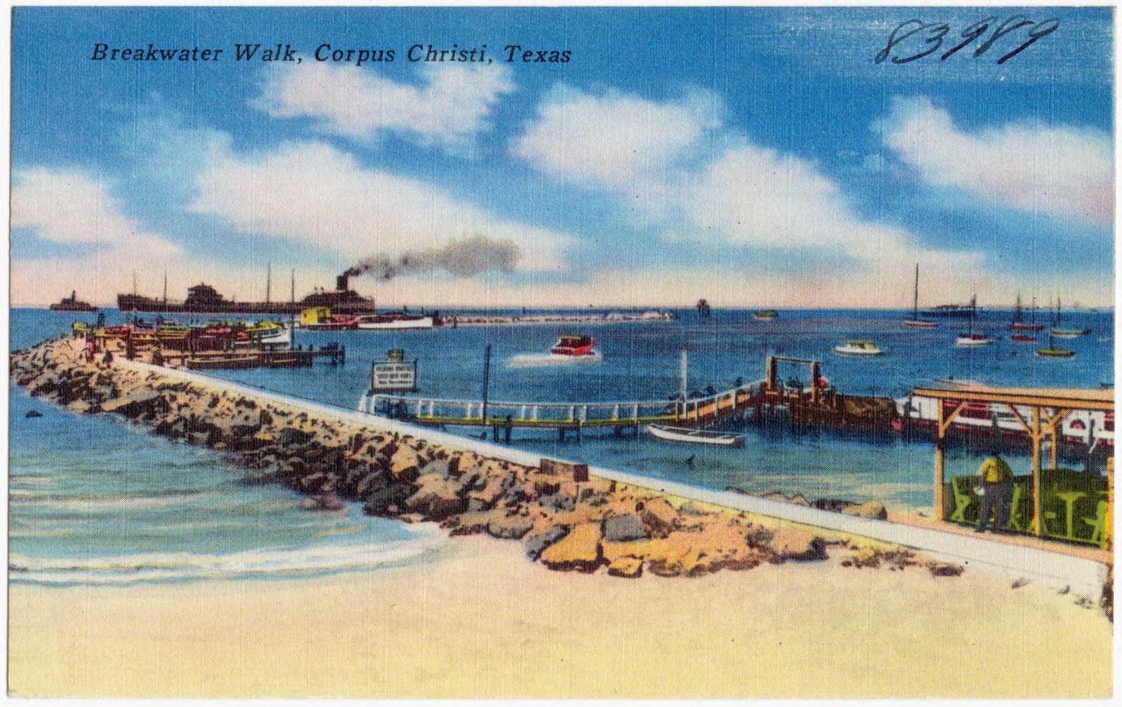 Breakwater Walk, Corpus Christi, Texas, Boston Public Library - undated