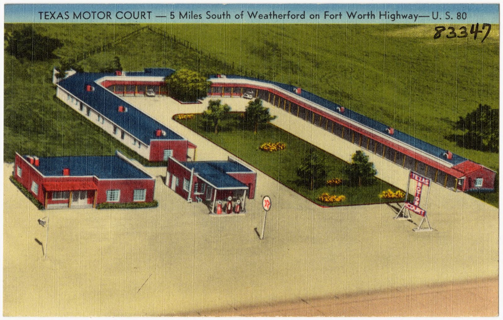 Texas Motor Court -- 5 miles south of Weatherford on Fort Worth Highway -- U.S. 80, Boston Public Library - undated